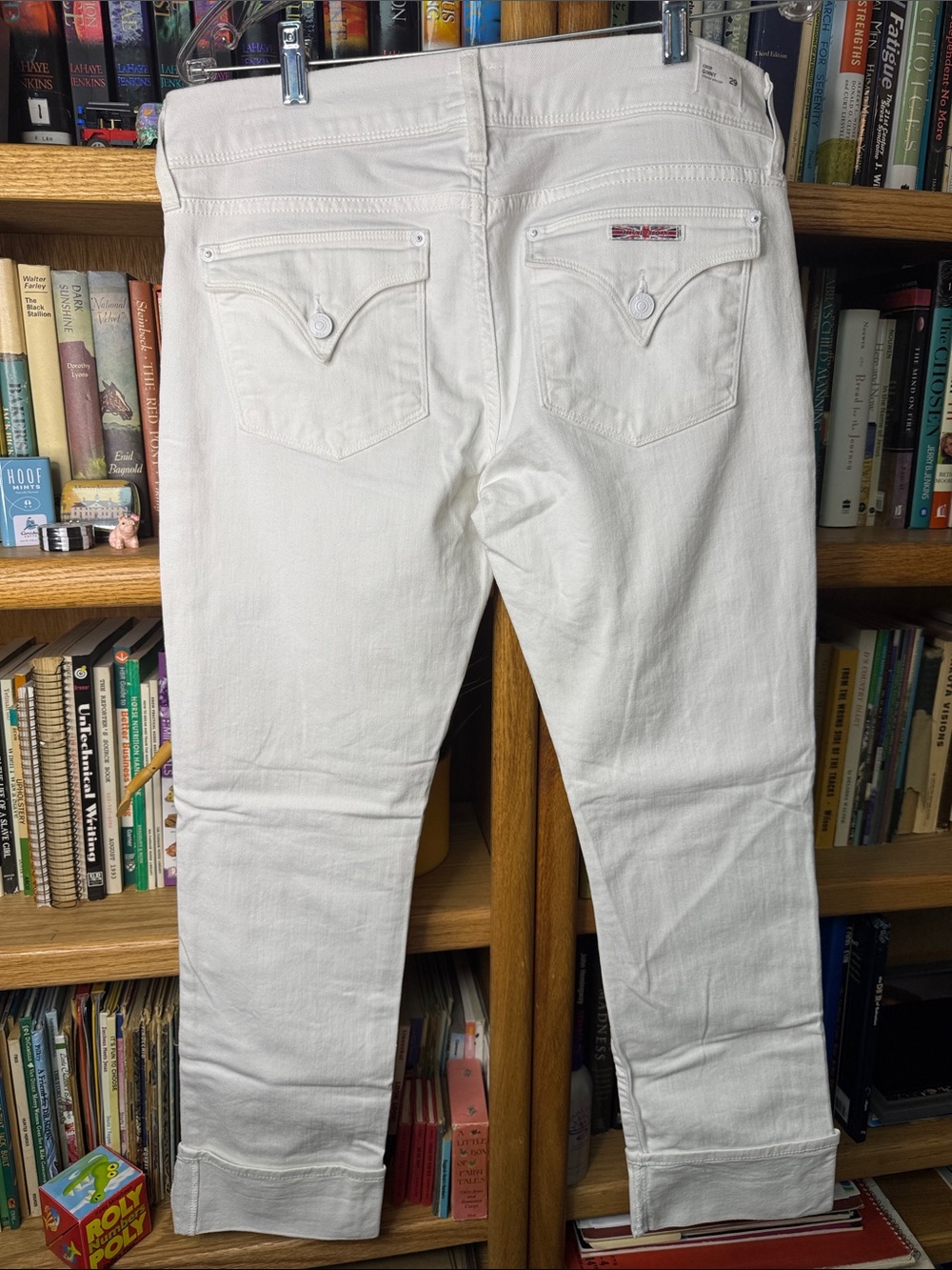Hudson Ginny Cropped Straight Cuff White Denim Jeans